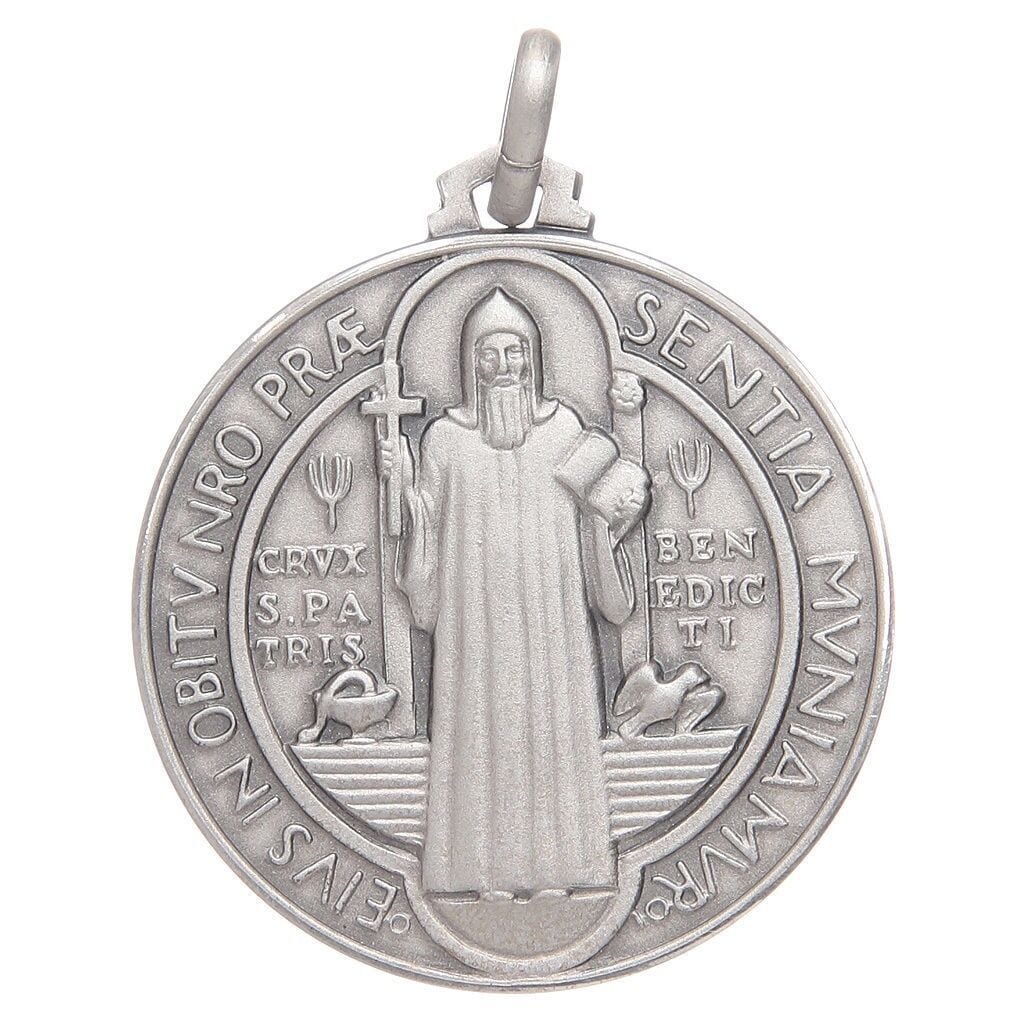 St. Benedict 925 Silver Medal -Pendant - Catholic Exorcism -Blessed By Pope | Catholically