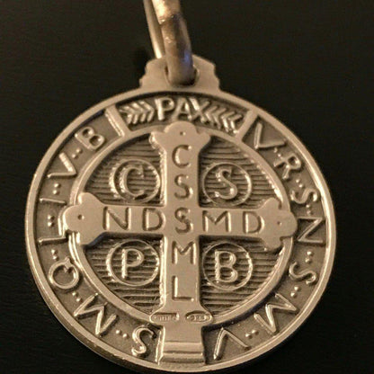 St. Benedict 925 Silver Medal -Pendant - Catholic Exorcism -Blessed By Pope | Catholically