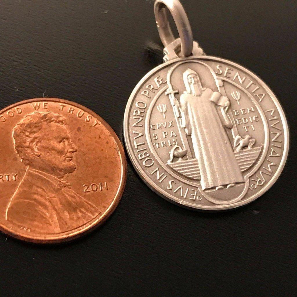 St. Benedict 925 Silver Medal -Pendant - Catholic Exorcism -Blessed By Pope | Catholically