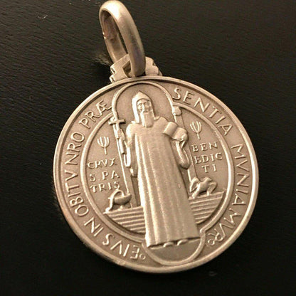 St. Benedict 925 Silver Medal -Pendant - Catholic Exorcism -Blessed By Pope | Catholically