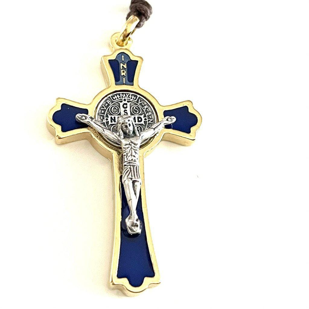 St. Benedict Blue 2" Crucifix - Exorcism Cross - Blessed by Pope | Catholically