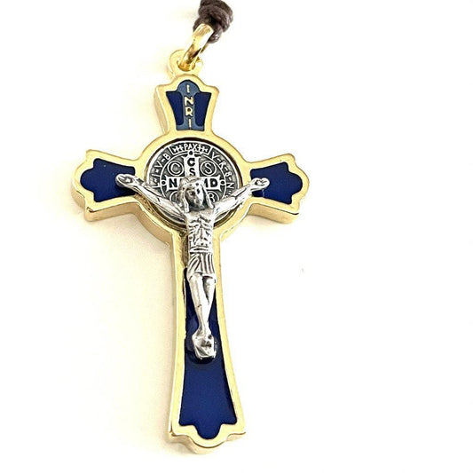 St. Benedict Blue 2" Crucifix - Exorcism Cross - Blessed by Pope | Catholically