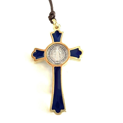 St. Benedict Blue 2" Crucifix - Exorcism Cross - Blessed by Pope | Catholically
