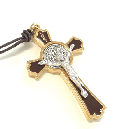 St. Benedict Brown 2" Crucifix - Exorcism Cross - Blessed by Pope -San Benito | Catholically
