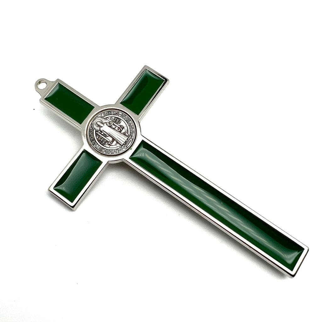 St Benedict Cross for home protection 5" Green | Catholically