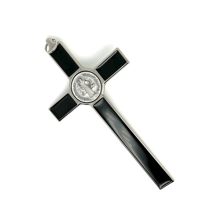St. Benedict Crucifix - Black 7.5" Home Protection Cross | Catholically