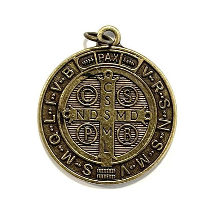 St Benedict Enamel 1" 1/8 Bronze Medal Catholic Exorcism - Blessed By Pope | Catholically
