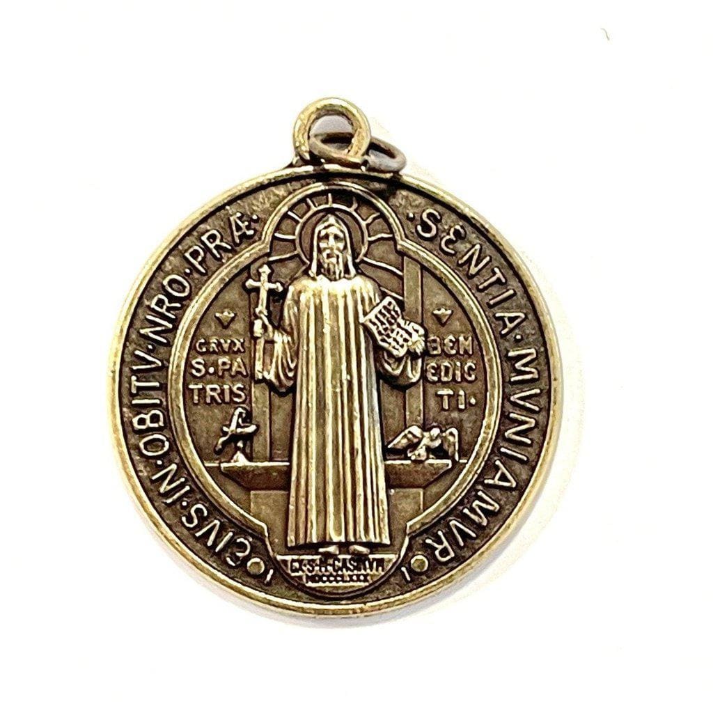 St Benedict Enamel 1" 1/8 Bronze Medal Catholic Exorcism - Blessed By Pope | Catholically