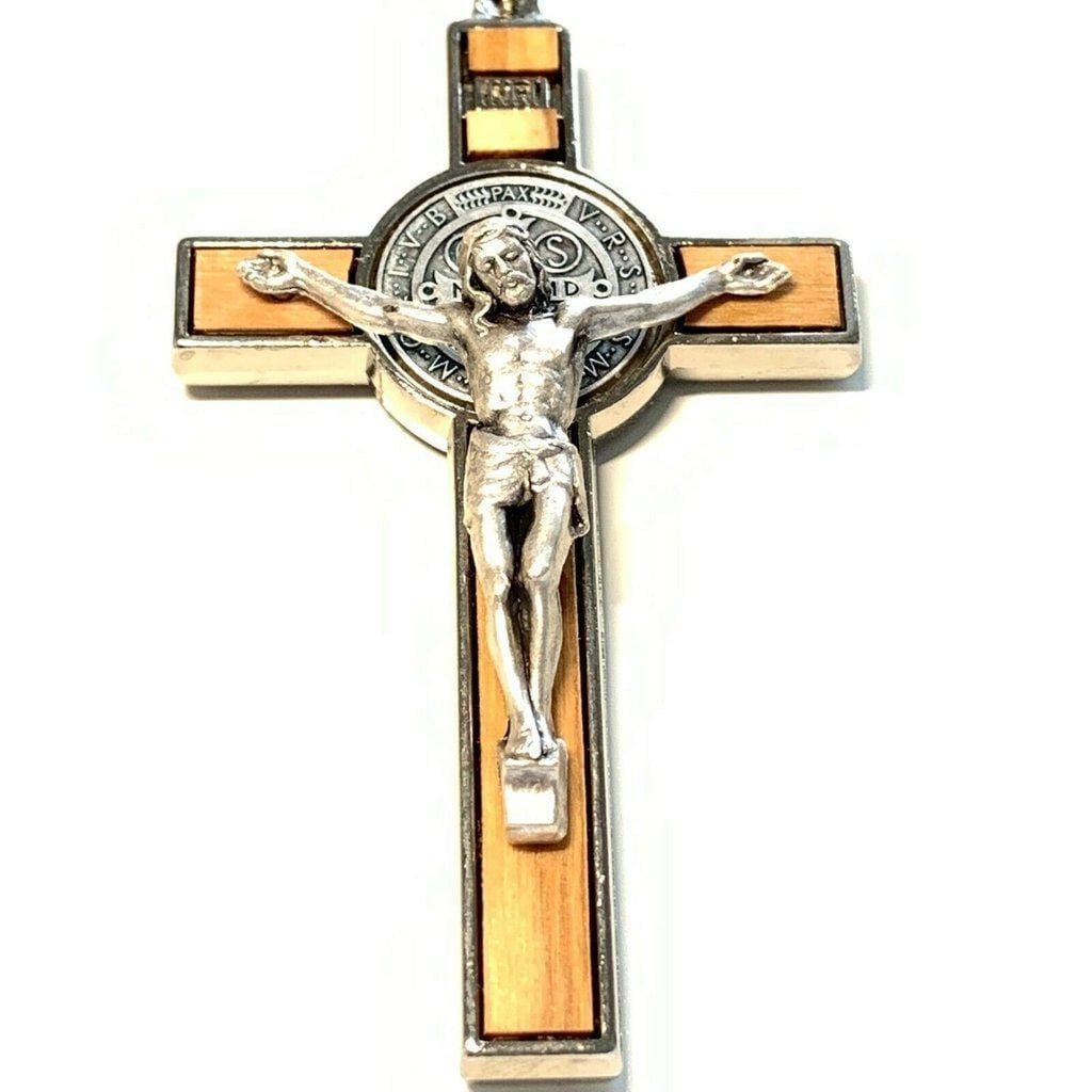 St. Benedict High Quality 3" Wood Crucifix - Exorcism - Cross - Blessed | Catholically