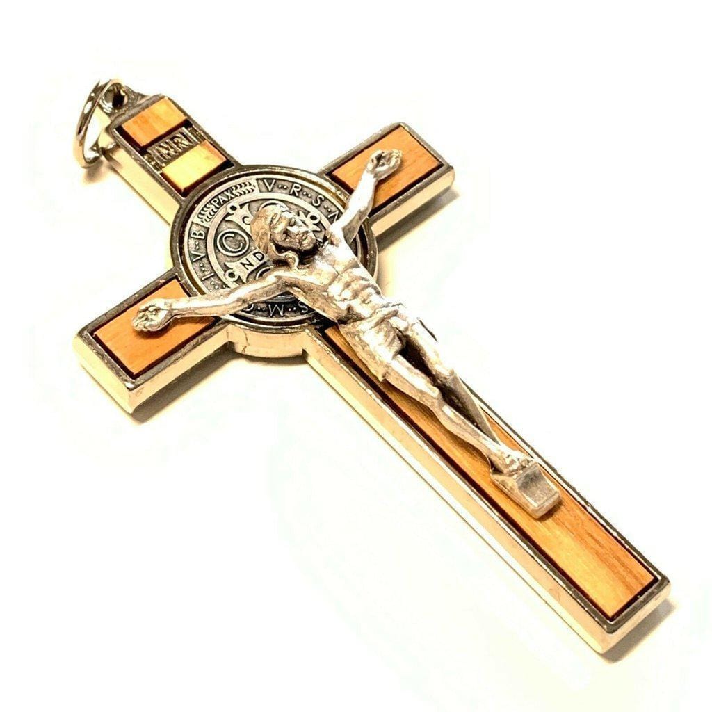 St. Benedict High Quality 3" Wood Crucifix - Exorcism - Cross - Blessed | Catholically