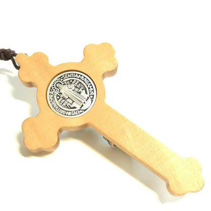 St. Benedict High Quality 3" Wood Crucifix - Exorcism - Pectoral Cross | Catholically