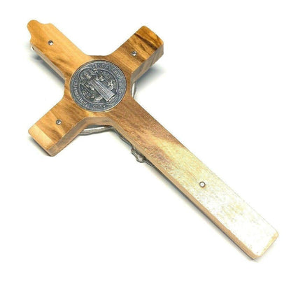 St. Benedict High Quality 4" 1/2 Honey Wood Crucifix - Exorcism - Pectoral Cross | Catholically