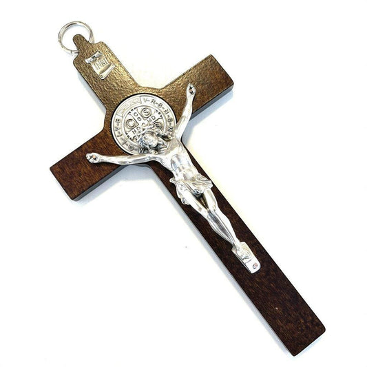 St. Benedict High Quality 7" 1/2 Dark Wood Crucifix - Exorcism - Pectoral Cross | Catholically