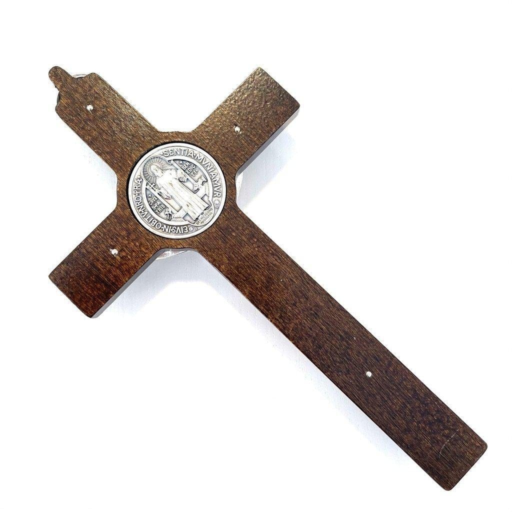 St. Benedict High Quality 7" 1/2 Dark Wood Crucifix - Exorcism - Pectoral Cross | Catholically