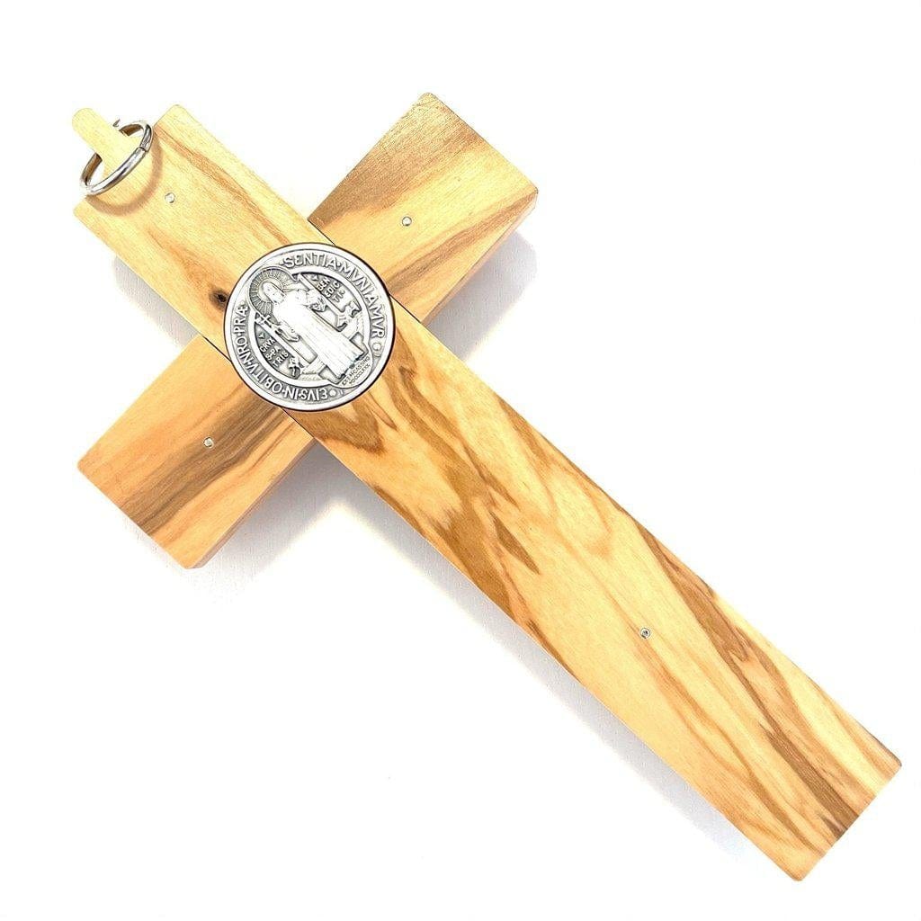 St. Benedict High Quality 8" Honey Wood Crucifix - Exorcism - Pectoral Cross | Catholically
