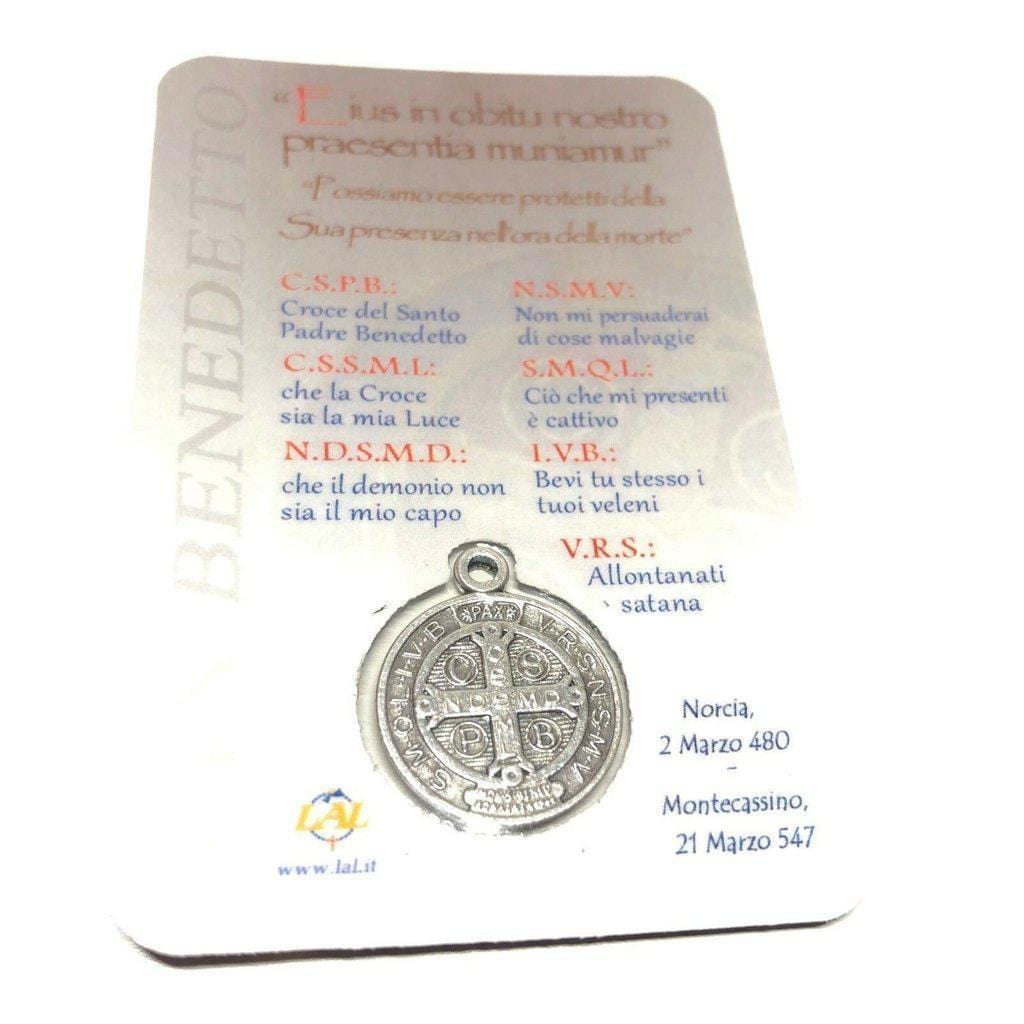 St. Benedict Holy Card With Embedded Medal - Exorcism - San Benito | Catholically