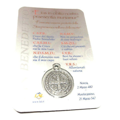 St. Benedict Holy Card With Embedded Medal - Exorcism - San Benito | Catholically