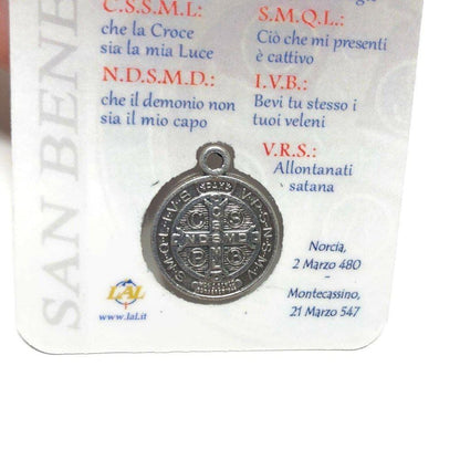 St. Benedict Holy Card With Embedded Medal - Exorcism - San Benito | Catholically