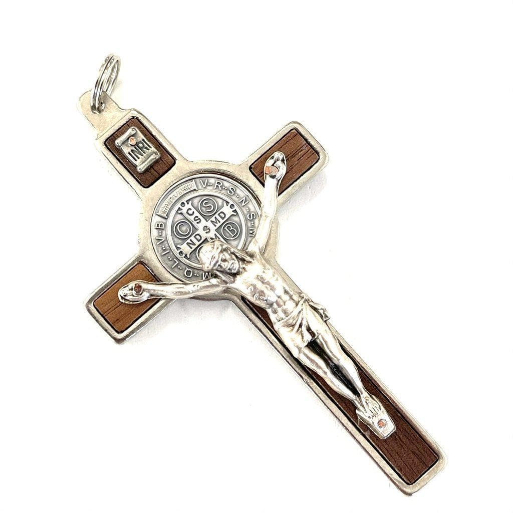 St. Benedict HQ 3" Honey-Wood Crucifix - Exorcism - Cross - Blessed | Catholically