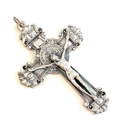 St. Benedict 3" Ornate Crucifix - Blessed By Pope - Pectoral Cross - Pendant | Catholically