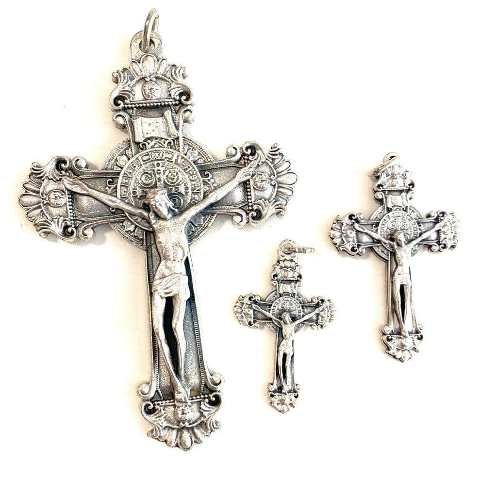 St. Benedict 3" Ornate Crucifix - Blessed By Pope - Pectoral Cross - Pendant | Catholically