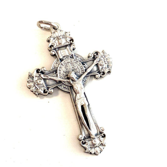 St. Benedict Ornate Crucifix - Blessed By Pope - Rosary Part Cross | Catholically