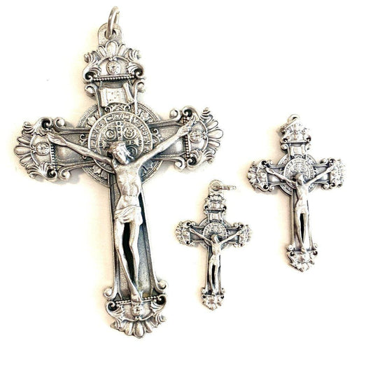 St. Benedict Ornate Crucifix - Blessed By Pope - Rosary Cross - Pendant | Catholically