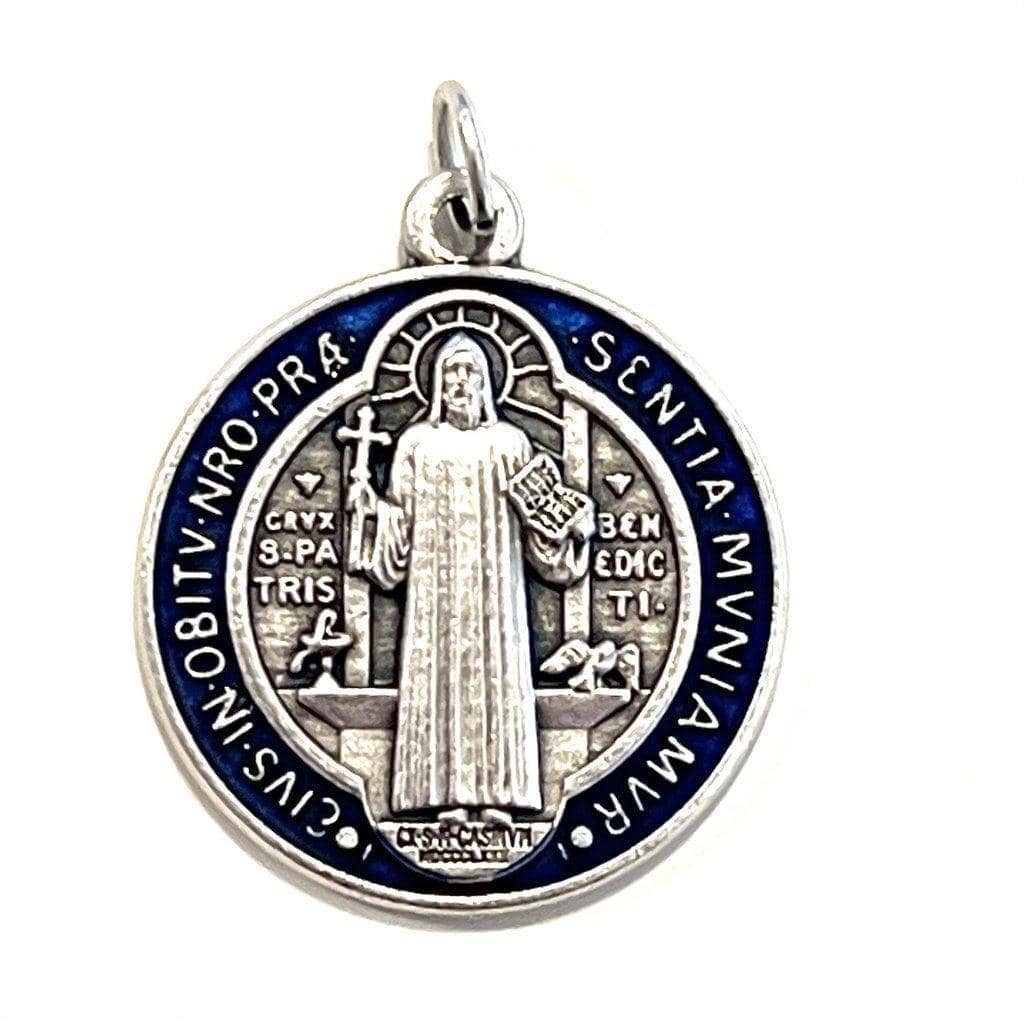 St Benedict Red And Blue Enamel 1" Medal Catholic Exorcism - Blessed By Pope | Catholically