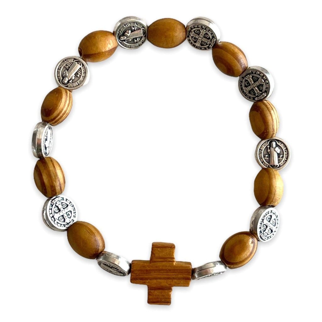 St. Benedict Wooden Bracelet  - Medalla San Benito - Blessed | Catholically