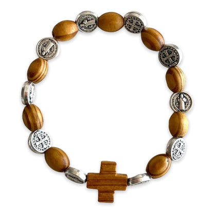 St. Benedict Wooden Bracelet  - Medalla San Benito - Blessed | Catholically