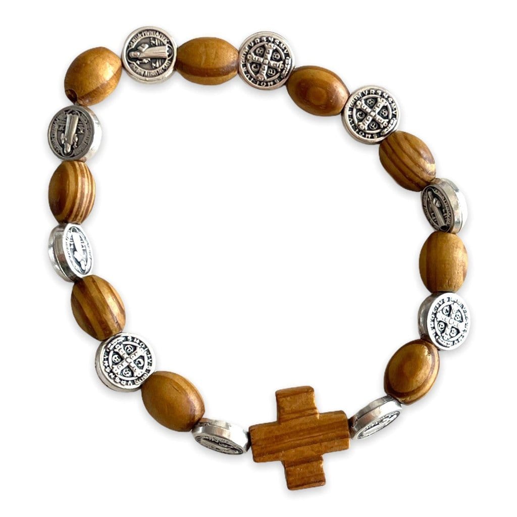 St. Benedict Wooden Bracelet  - Medalla San Benito - Blessed | Catholically
