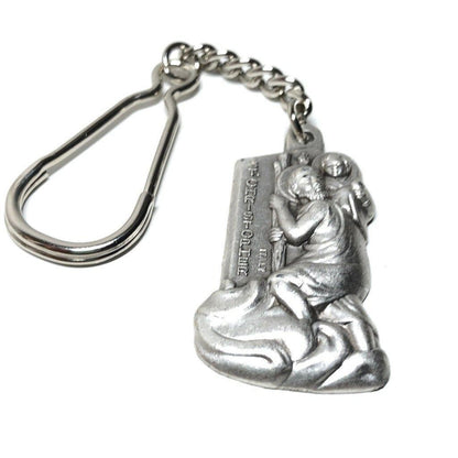 St. Christopher Key Chain - Medal Pendant  Blessed By Pope - Key Ring | Catholically