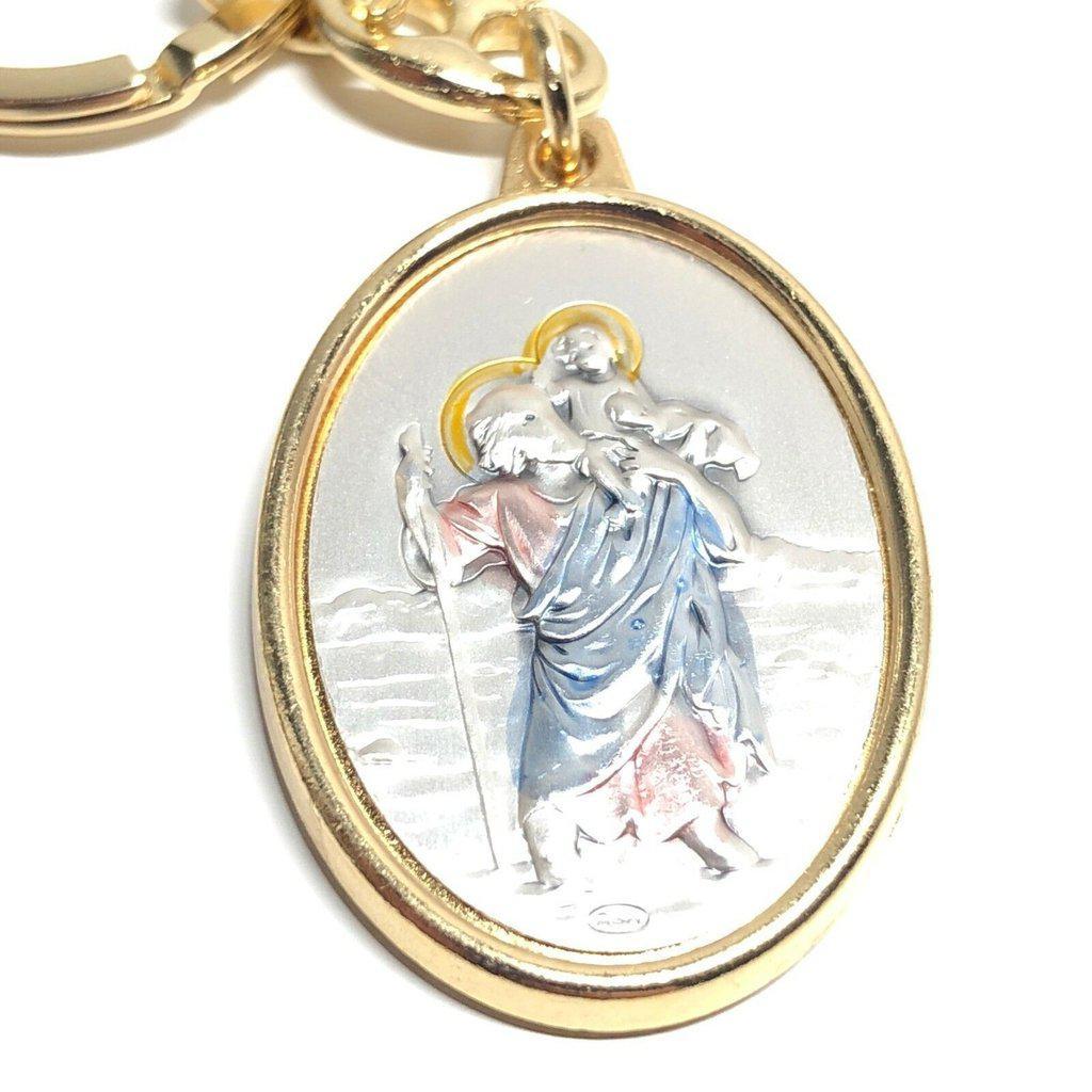 St. Christopher Silver Catholic Key Ring- Blessed By Pope | Catholically