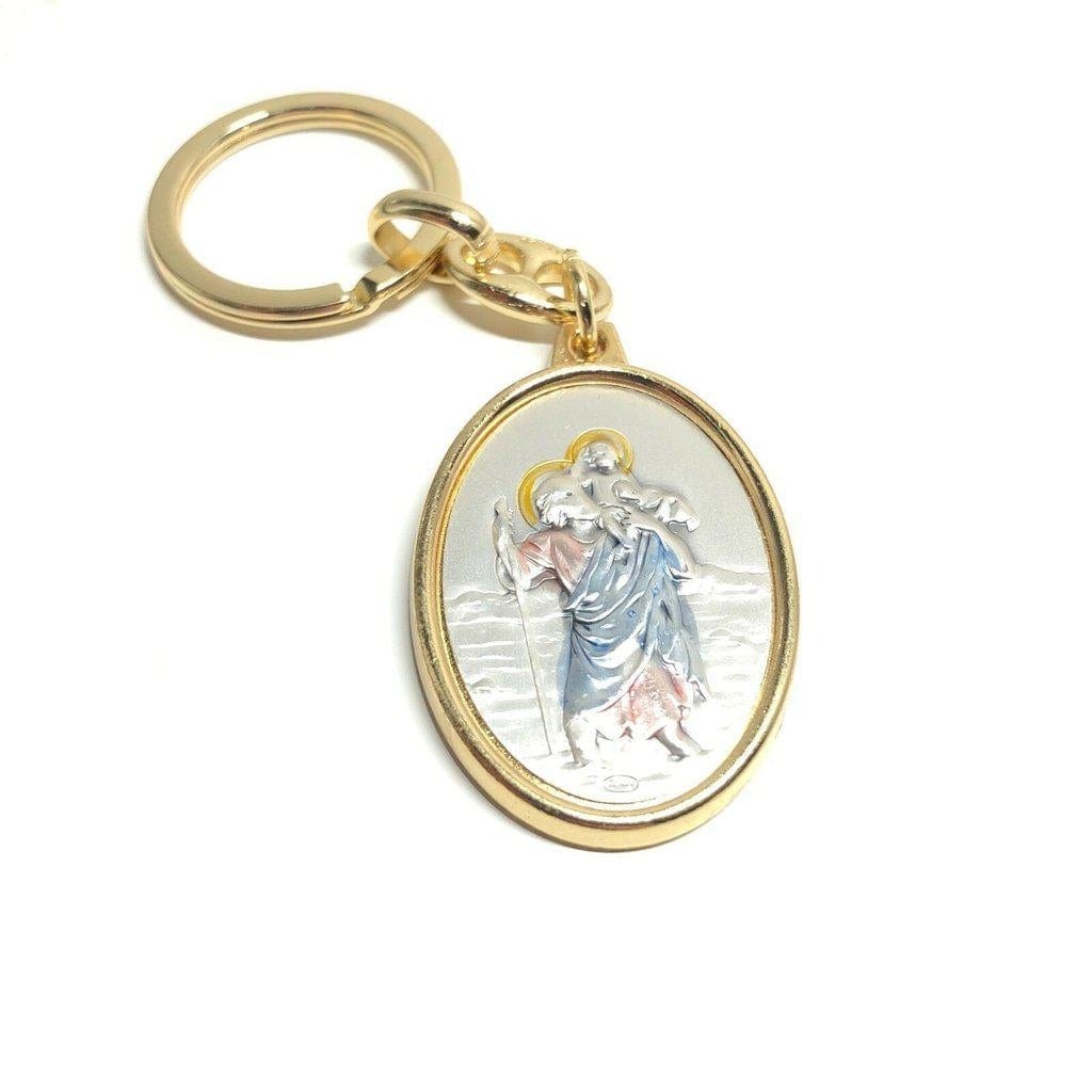 St. Christopher Silver Catholic Key Ring- Blessed By Pope | Catholically