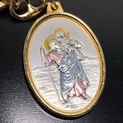 St. Christopher Silver Catholic Key Ring- Blessed By Pope | Catholically
