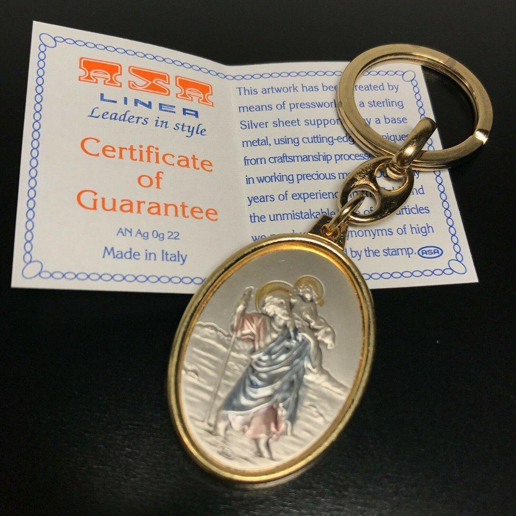 St. Christopher Silver Catholic Key Ring- Blessed By Pope | Catholically