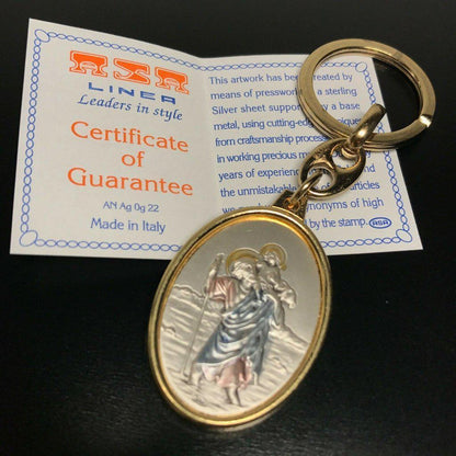 St. Christopher Silver Catholic Key Ring- Blessed By Pope | Catholically