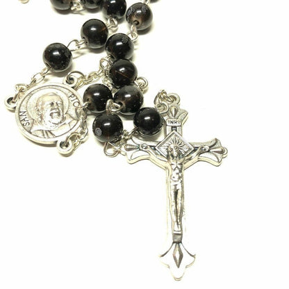 St Father Pio  Blessed  Rosary-Chain w/ 2nd Class Free Relic Padre Pio | Catholically