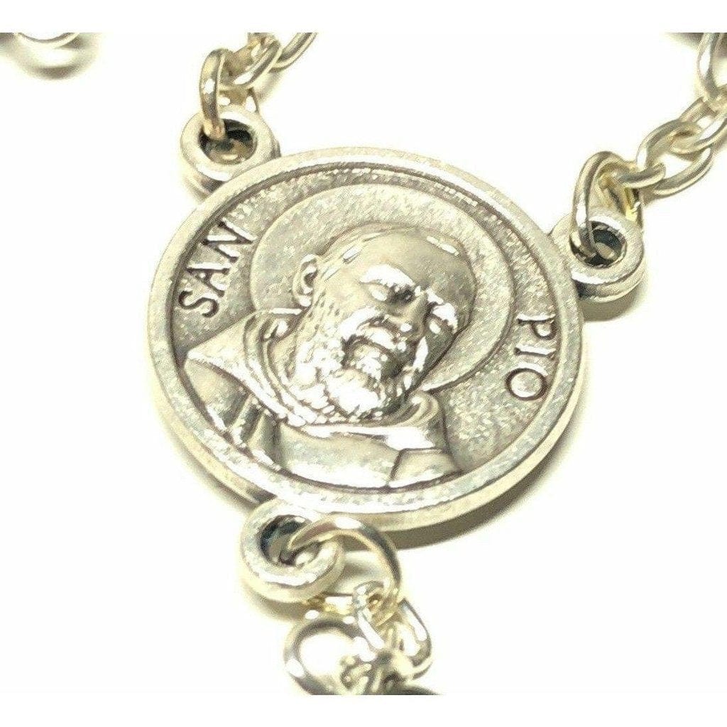 St Father Pio  Blessed  Rosary-Chain w/ 2nd Class Free Relic Padre Pio | Catholically