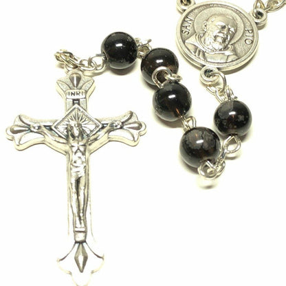 St Father Pio  Blessed  Rosary-Chain w/ 2nd Class Free Relic Padre Pio | Catholically