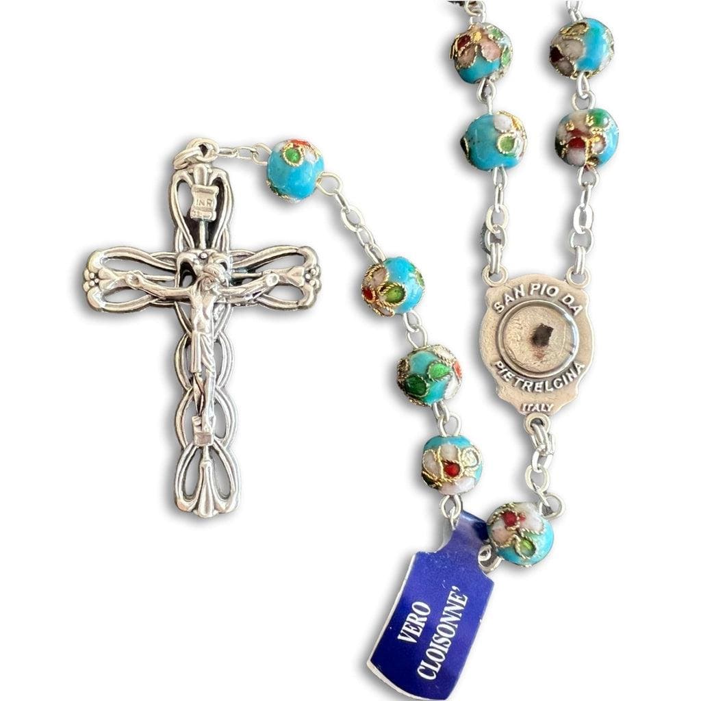 St Father Pio Blessed Rosary with encased Relic of Padre Pio | Catholically
