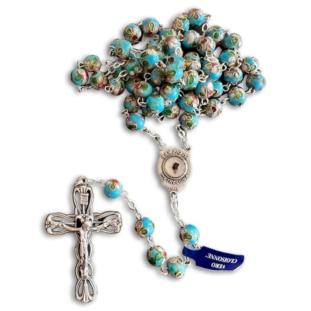 St Father Pio Blessed Rosary with encased Relic of Padre Pio | Catholically
