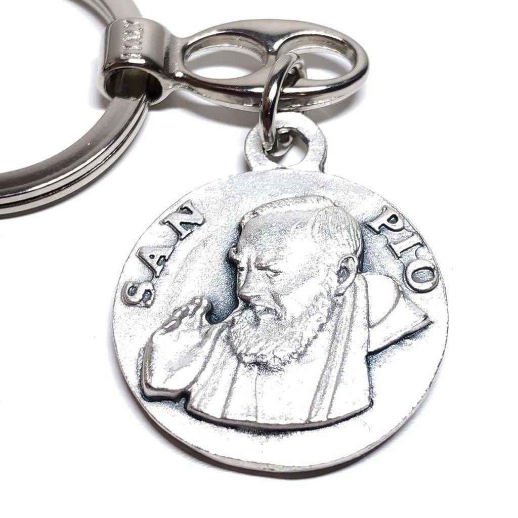 St. Father Pio - Key Ring - Keyring Keychain San Padre Pio Relic Ex-Indumentis | Catholically