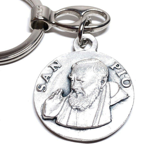 St. Father Pio - Key Ring - Keyring Keychain San Padre Pio Relic Ex-Indumentis | Catholically