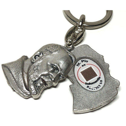 St. Father Pio - Key Ring - Keyring - San Padre Pio Relic Ex-Indumentis | Catholically