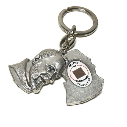 St. Father Pio - Key Ring - Keyring - San Padre Pio Relic Ex-Indumentis | Catholically
