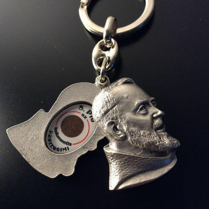 St. Father Pio - Key Ring - Keyring - San Padre Pio Relic Ex-Indumentis | Catholically