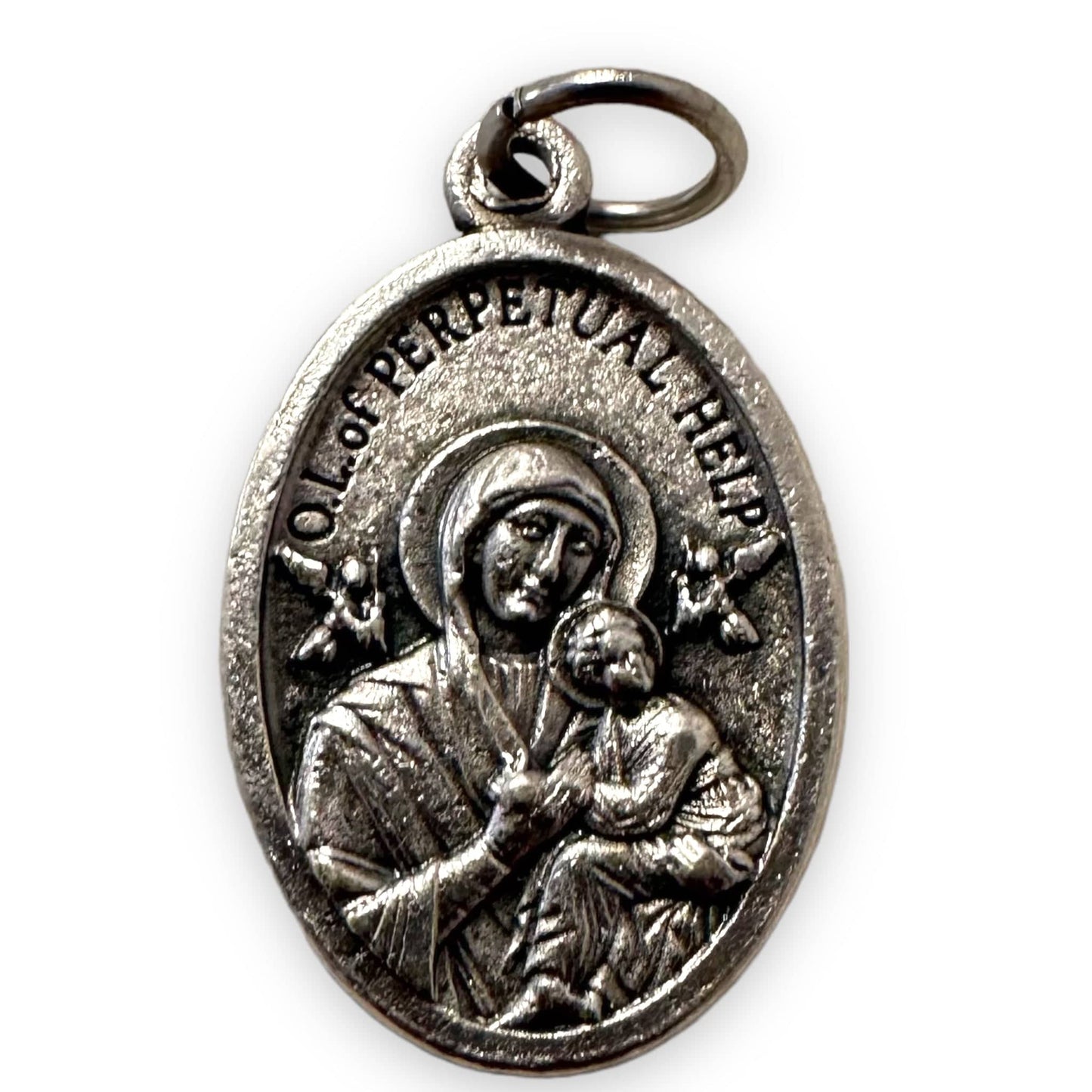 St. Gerard & Our Lady Of Perpetual Help  Silver Oxidized Medal Pendant | Catholically