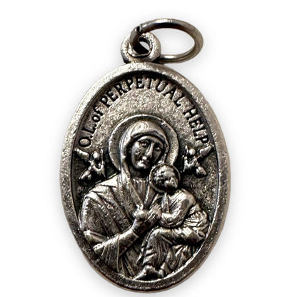 St. Gerard & Our Lady Of Perpetual Help  Silver Oxidized Medal Pendant | Catholically