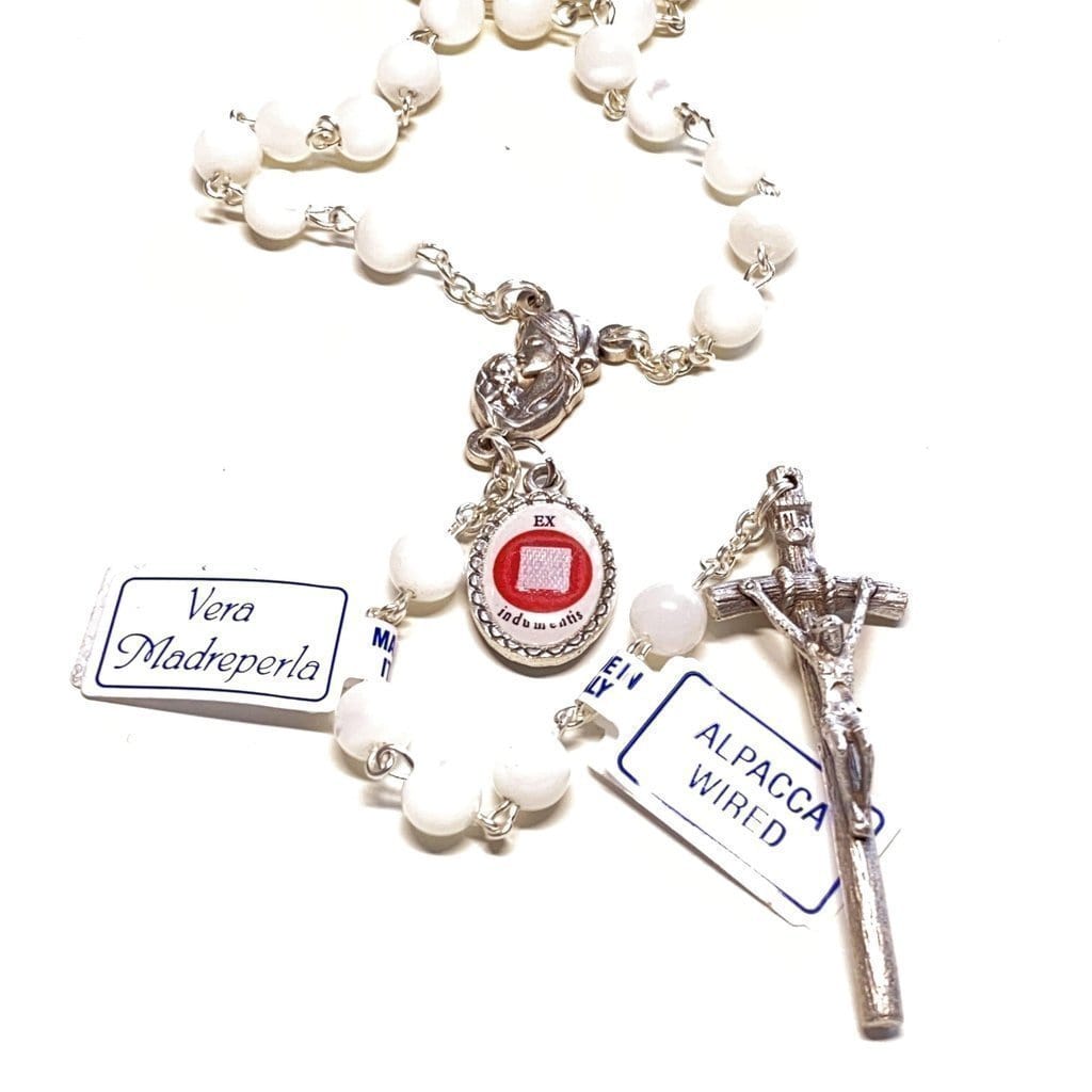 St. John Paul II - Mother Of Pearl Rosary -Relic Ex-Indumentis Medal -Blessed | Catholically